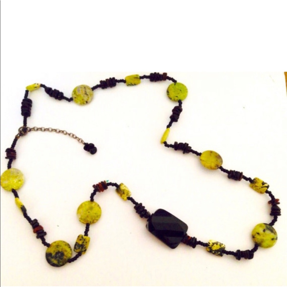 Handmade Genuine Turquoise and Black Jasper Necklace